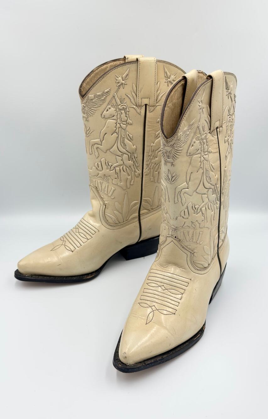 Vintage Women's Winchester Vaquero Cowboy Boots Tan Leather Size 6